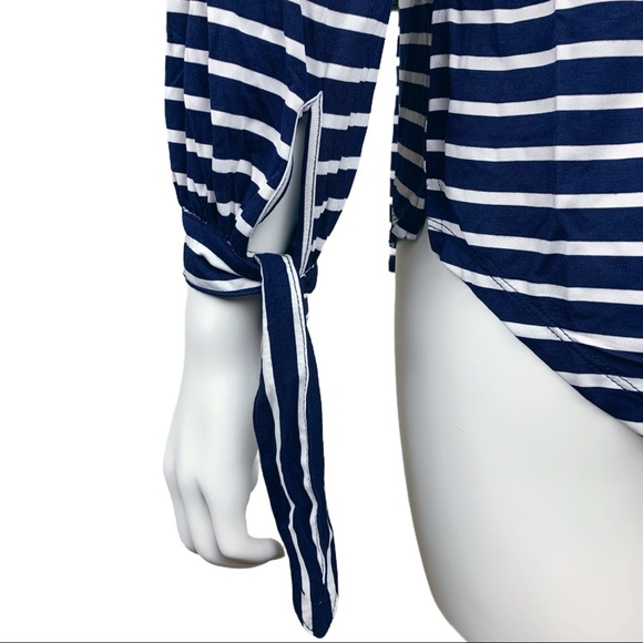 Tart Navy Stripe Off-the-Shoulder Top Size Medium - Picture 8 of 14